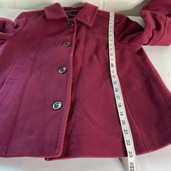Lands End Swing Pea Coat Overcoat Sz 8P Wool Cashmere Blend Wine Red - Picture 8 of 10